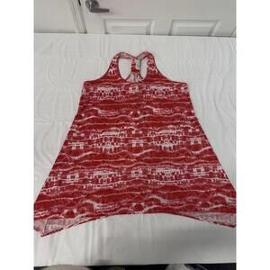 Wearabouts Swim Cover Up Womens XL Red Tie Dye Racerback Sheer Tank Lightweight